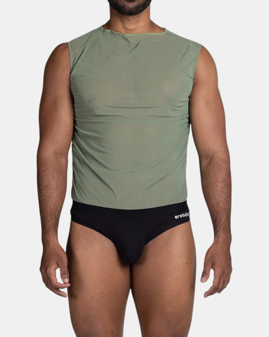 Olokun Wrinkled Tank, seaweed green, photo 1