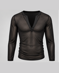 Henley Mesh Tee, black, photo 1