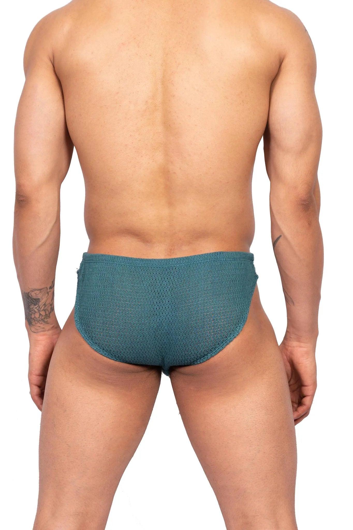 Knitted Crochet Brief - Teal Green - Erobold - 