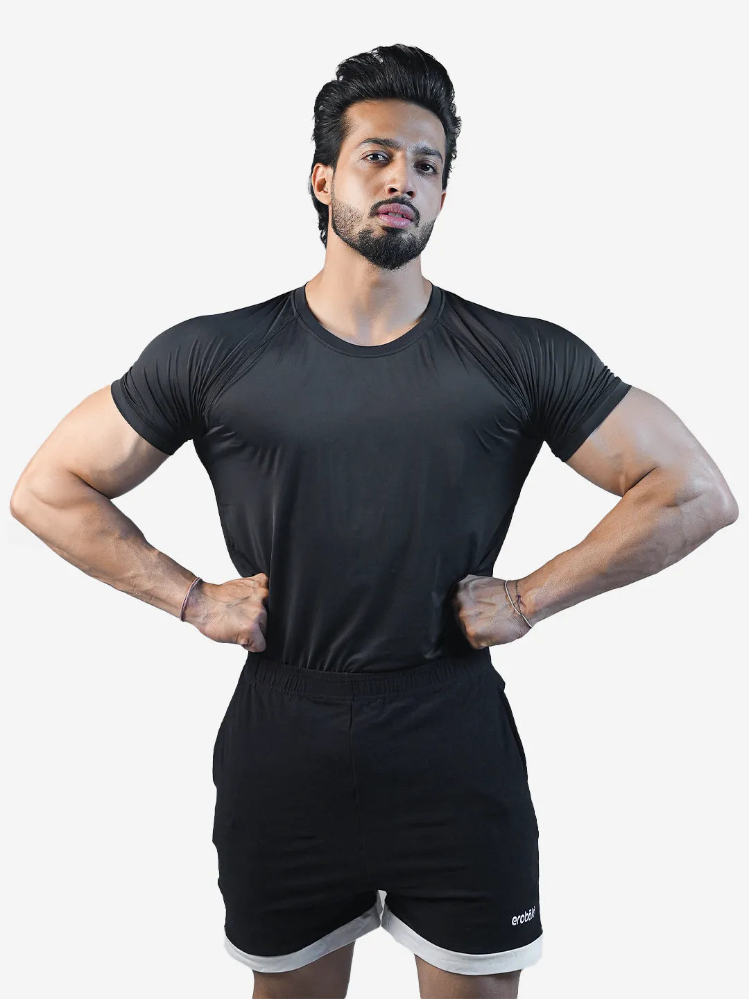 Erobold SleekFit Active Gym T-shirt for Men - Black - 