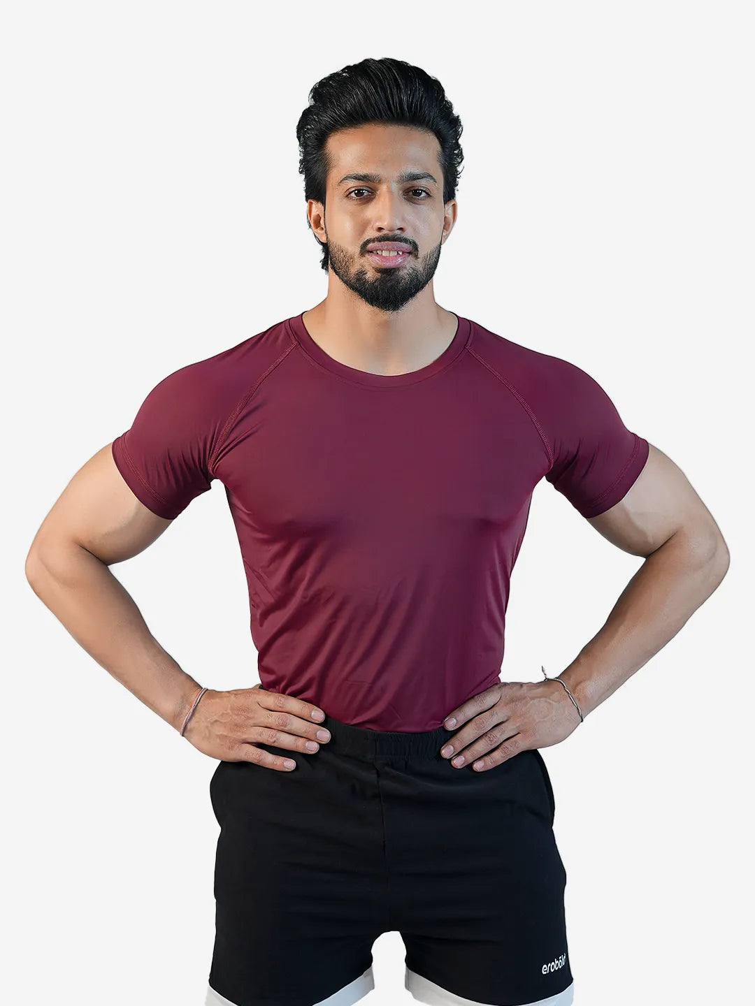 Erobold SleekFit Active Gym T-shirt for Men - Maroon - 