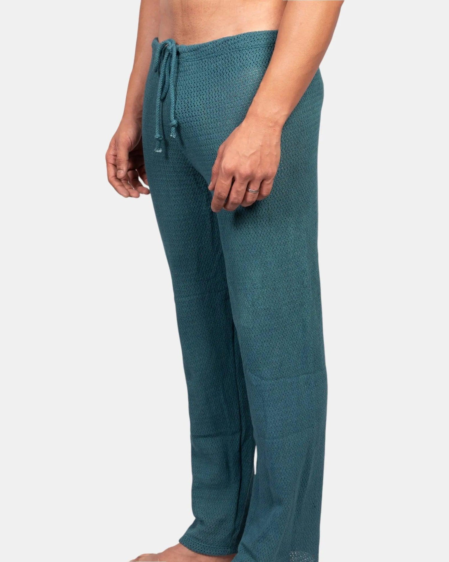 Knitted Crochet Pants | Teal Green