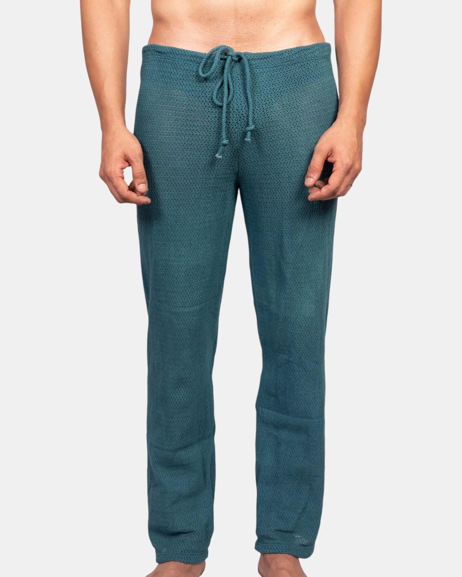 Knitted Crochet Pants | Teal Green