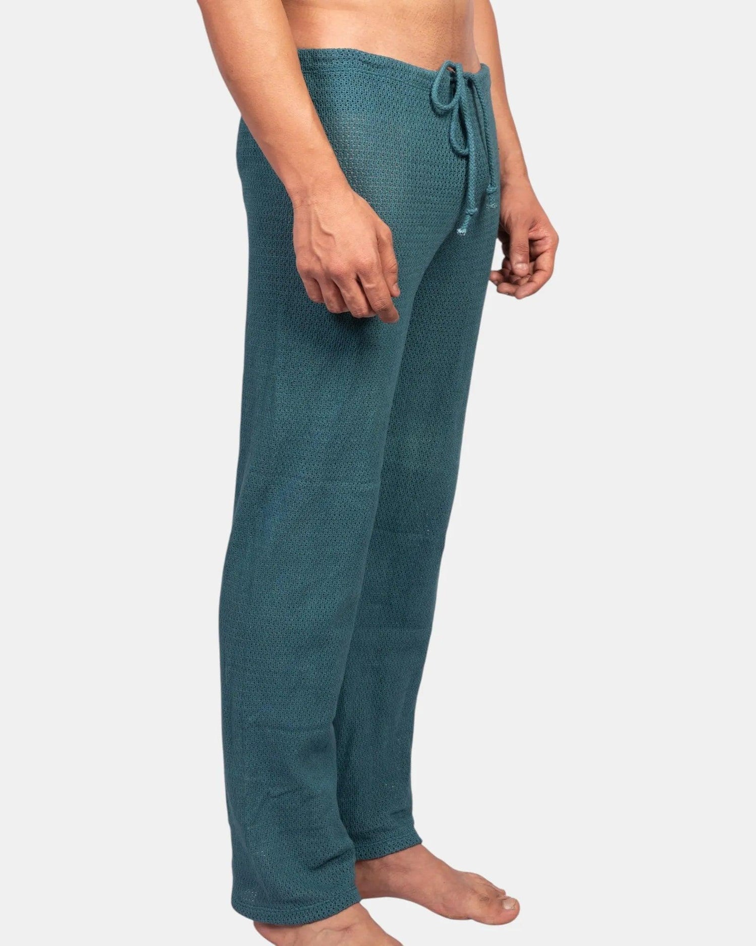 Knitted Crochet Pants | Teal Green