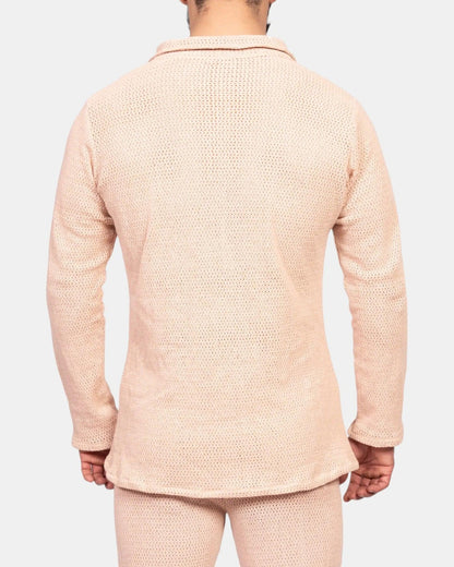 Knitted Crochet Shirt | Ivory Cream