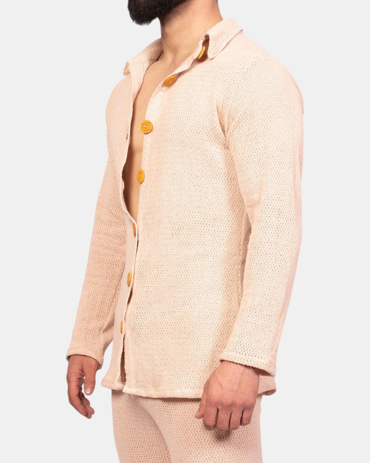 Knitted Crochet Shirt | Ivory Cream