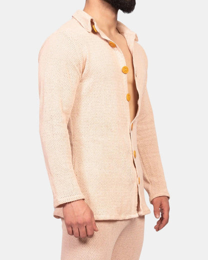 Knitted Crochet Shirt | Ivory Cream