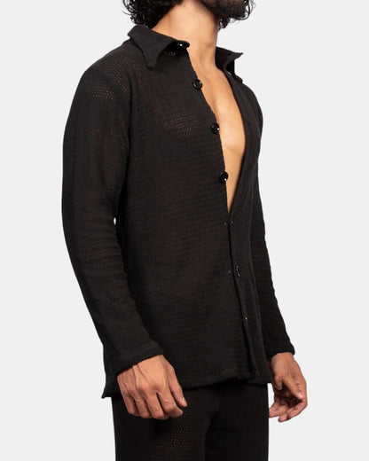 Knitted Crochet Shirt | Black