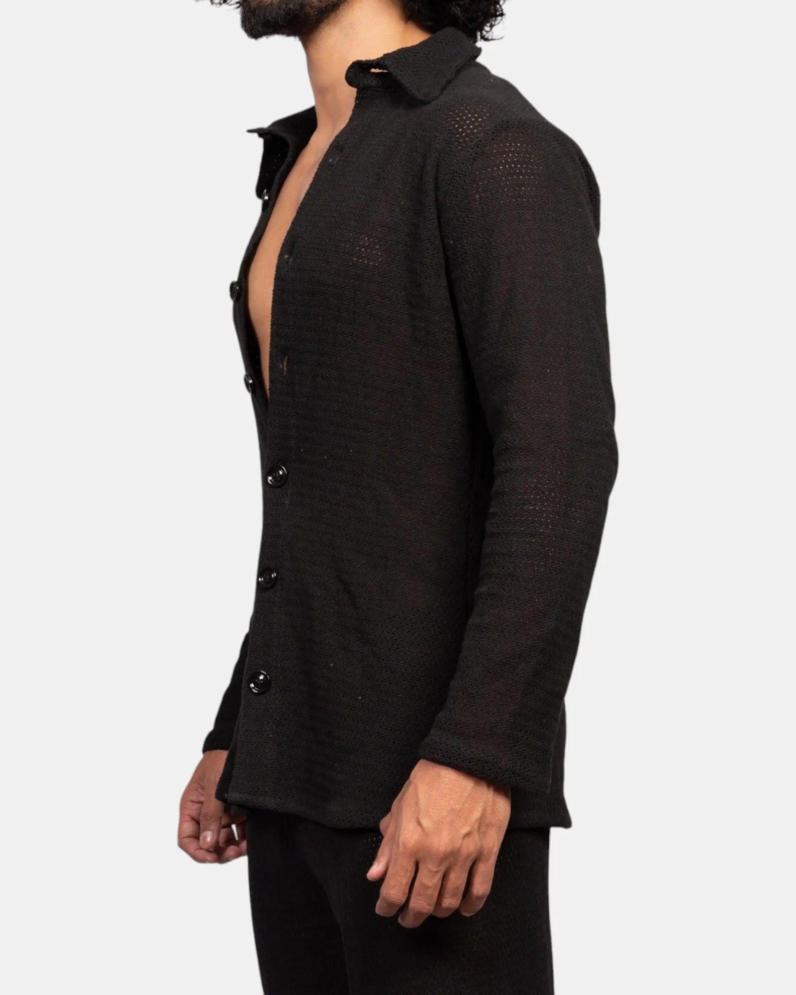 Knitted Crochet Shirt | Black