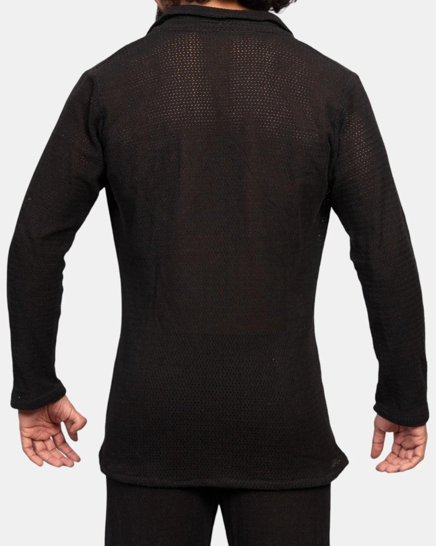 Knitted Crochet Shirt | Black