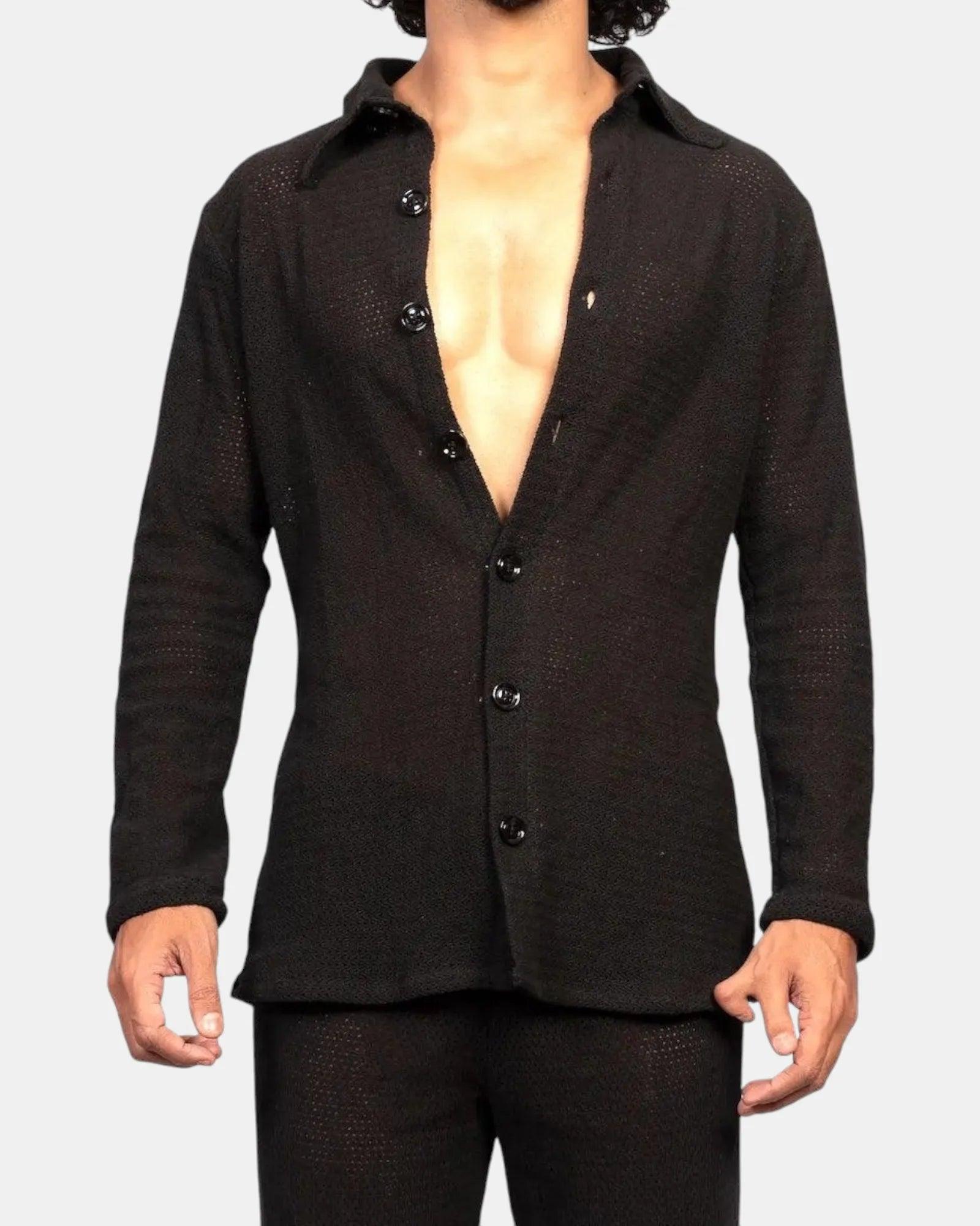 Knitted Crochet Shirt | Black