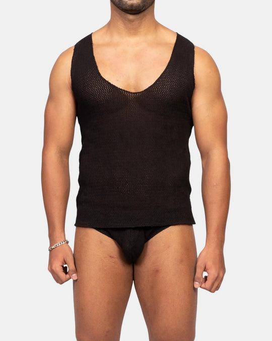 Knit Crochet Tank, black, photo 1