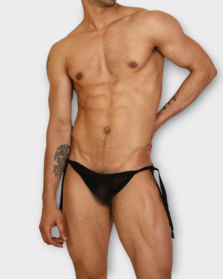 Crochet Tie Brief, black, photo 1