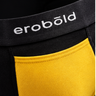 Close-up of Erobold Pocket Brief in Black & Yellow showing the front pocket panel detail