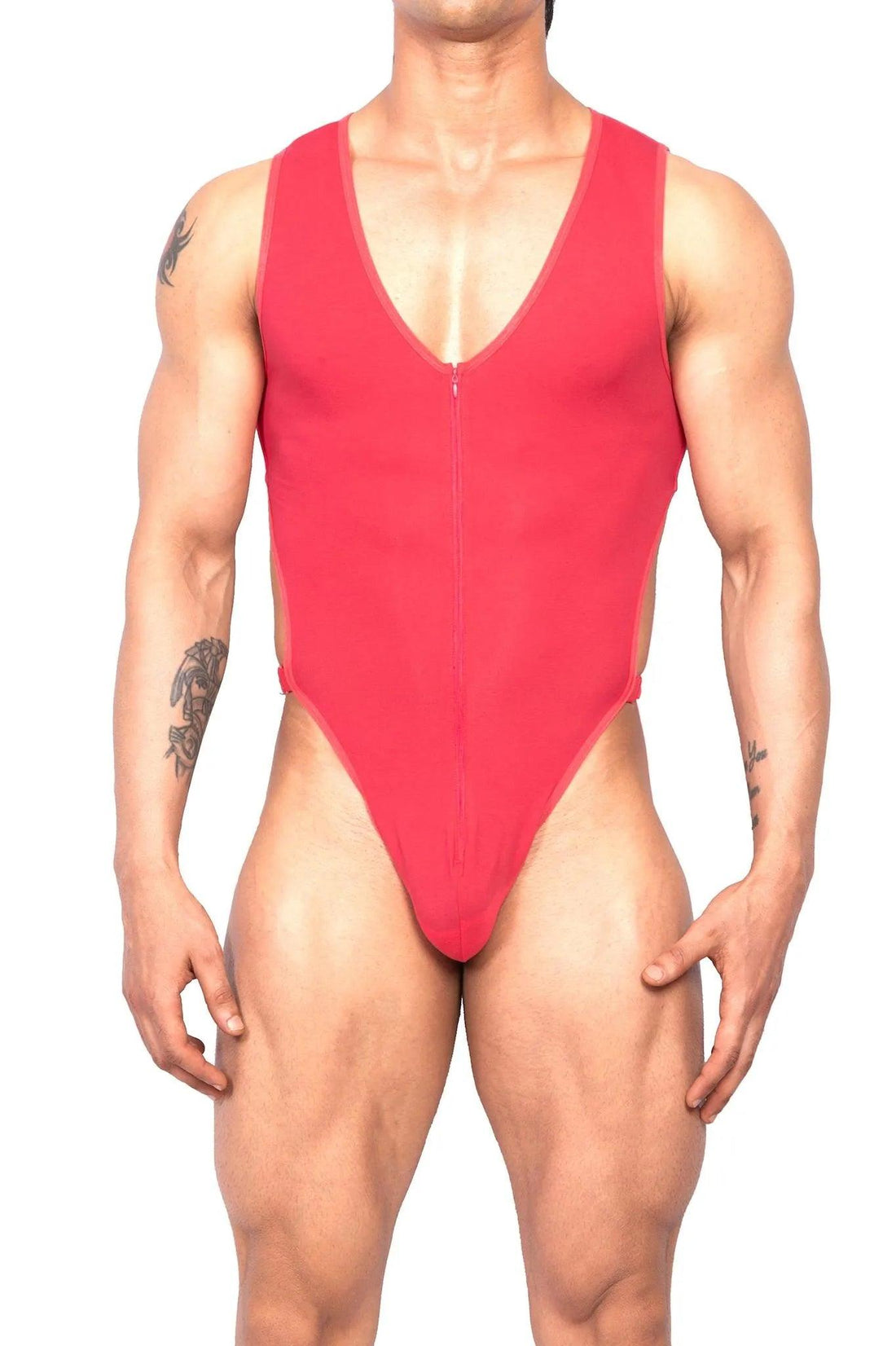 Bodysuit - Zipper Frontline Bodysuit Crimson Pink - Crimson Pink - 