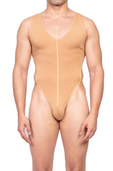 Bodysuit - Zipper Frontline Bodysuit Tan - Tan - 