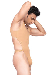 Bodysuit - Zipper Frontline Bodysuit Tan - Tan - 