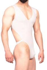 Bodysuit - Zipper Frontline Bodysuit White - White - 