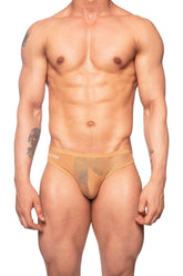 See-Through Mesh Cotton Brief - Tan - Erobold - 