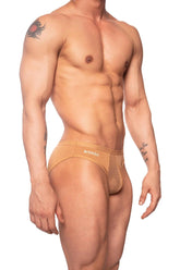 See-Through Mesh Cotton Brief - Tan - Erobold - 