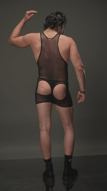 Open Back Mesh Bodysuit backside