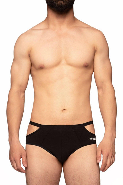 Slits On Sides Brief - Black - Erobold - 