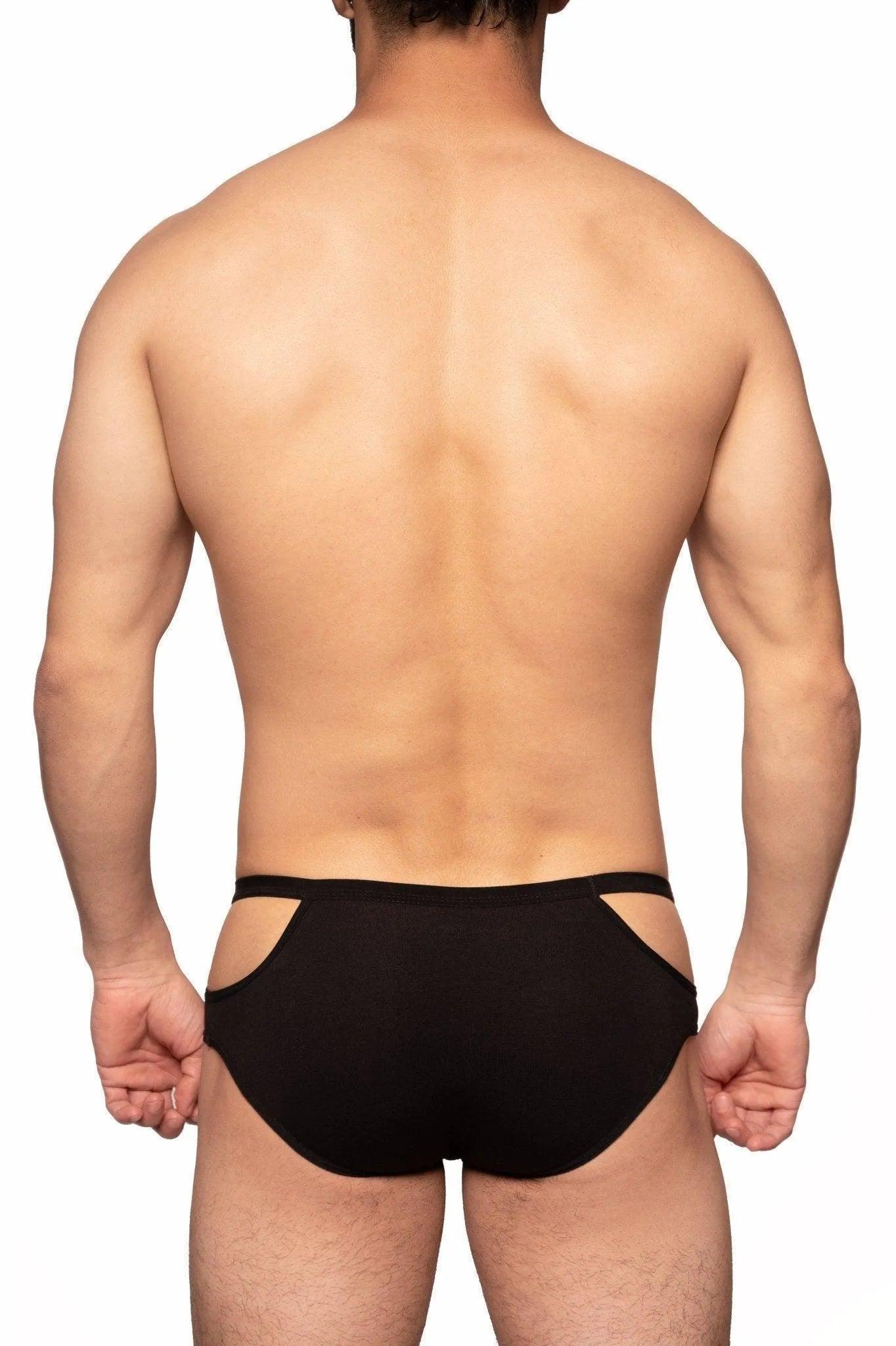 Slits On Sides Brief - Black - Erobold - 